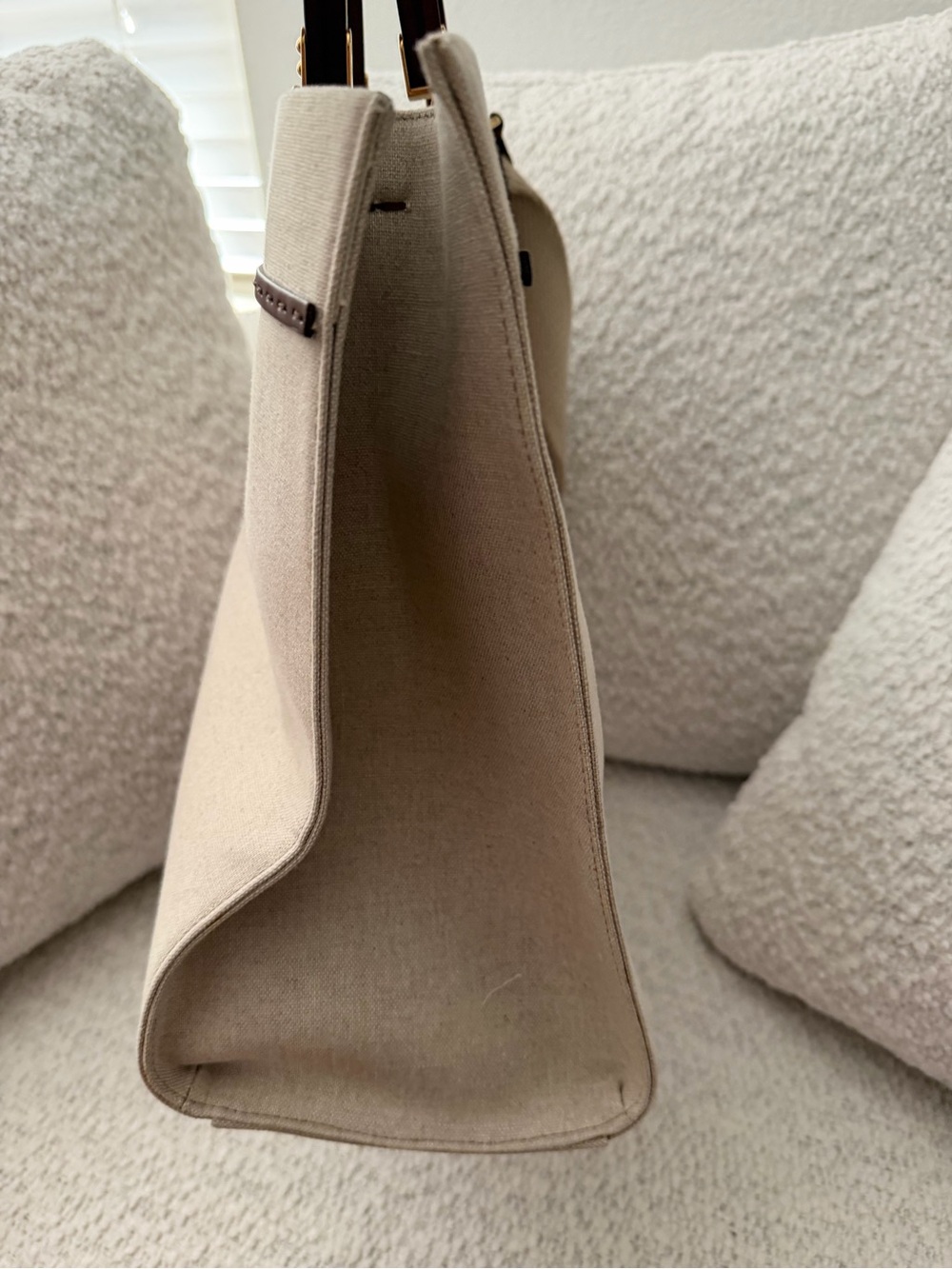Fendi Beige Canvas Tote with Brown Leather Handles and Gold Hardware - Picture 4 of 13